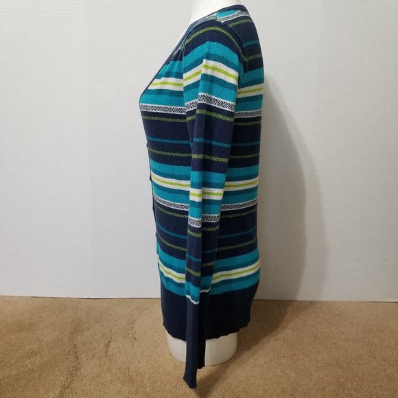 Aeropostale cardigan Large striped v-neck knit button front sweater layering - Picture 2 of 7